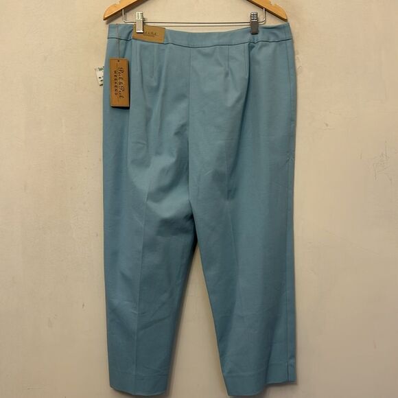 Peck & Peck robins egg blue side zip ankle pants Size 14 New - Picture 5 of 9